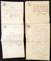 1800 Ausztria, 4 okmány 1T, 1/2T, 1/6T, 5/6T szignettákkal / Documents with signettas