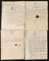 1850-1854, 4 magyar okmány 30kr, 15kr, 10kr, 6kr szignettákkal / Documents with signettas