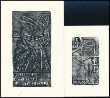 cca 1970-1990 Vegyes ex libris tétel, 10 db. Különféle nyomótechnikákkal, 14x9 cm és 5x3 cm közötti ...