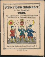 1939 Neuer Bauernkalender / Új parasztkalendárium. színes fametszetű képekkel 28p