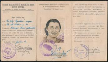 1945 Építőipari Romeltakarítási és Helyreállítási Munkák Központi Bizottsága fényképes igazolvány