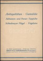 1936 Antiquitäten-Gemälde. Aubusson- und Perser-Teppiche. Schiedmeyer-Flügel, Frigidaire.Szerk.: Dr. Ernst Mandelbaum-Peter Paul Kronthal. Berlin, 1936, 22 p.+4 t.