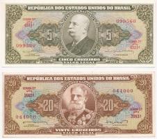 Brazília 1954-1958. 1C + 1954-1958. 2C + 1955. 2C + 1964. 5C + 1962. 20C T:I
Brazil 1954-1958. 1 Cr...