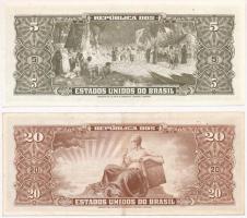Brazília 1954-1958. 1C + 1954-1958. 2C + 1955. 2C + 1964. 5C + 1962. 20C T:I
Brazil 1954-1958. 1 Cr...