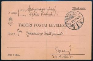 1914 Brandmayer (Bántay) Alfréd vezérkari kapitánynak, a 6. vegyesdandár parancsnokának saját kézzel írt tábori levelezőlapja