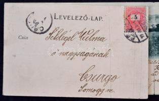 1899 Pécs, 3-részes kihajtható panorámalap. Kiadja Günsberger Lajos (r)