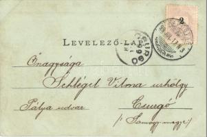 1899 Kaposvár, látkép, vagonok a vasúti síneken, templom. Kéthelyi kiadása (EK)