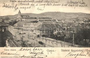 1905 Szekszárd, utcakép, templom. Fischhof Mór kiadása (EK)