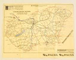 1923 A magyar vasutak hálózata, térkép reklámokkal, 29×38 cm