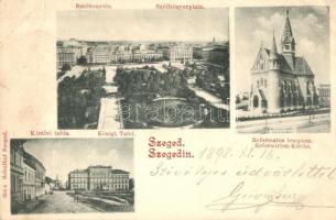 1898 Szeged, Széchenyi tér, Királyi ítélőtábla, Református templom. Schulhof 654. sz. (vágott / cut)