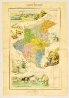 cca 1900 Somogy vármegye közigazgatási térképe, kiadja Lampel Róbert könyvkereskedése, ragasztott, 54×38 cm