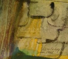 Szalóky Sándor (1921-1978): Kertek alatt. Akvarell, papír, jelzett, üvegezett keretben, 33×48 cm