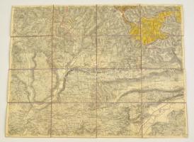 1877 Rosenau (Rozsnyó) és környékének katonai térképe, vászontérképe, 38×50 cm