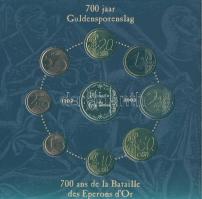 Belgium 2002. 1c-2€ 8klf db + "Aranysarkantyús csata" emlékérem szettben T:BU