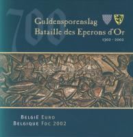 Belgium 2002. 1c-2€ 8klf db + "Aranysarkantyús csata" emlékérem szettben T:BU