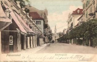 1903 Frantiskovy Lazne, Franzensbad; Kirchengasse / Church street, shops. Verlag Josef Zimmermann No. 1253. (r)
