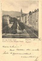 1906 Zágráb, Agram, Zagreb; Dio trga Franje Josipa / Ferenc József tér. Photogr. Mosinger / Franz Joseph square (vágott / cut)