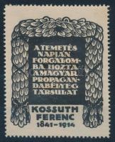 1914 Kossuth Ferenc temetése, magyar propagandabélyeg társulat levélzáró ,,R