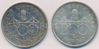 1992-1993. 200Ft Ag "MNB" (2x) T:2