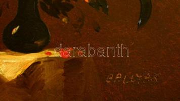 Gallyas Mária (?-): Virágfantázia. Olaj, farost, jelzett, keretben, 24×18 cm