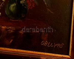 Gallyas Mária (?-): Asztali csokor. Olaj, farost, jelzett, keretben, 18×13 cm