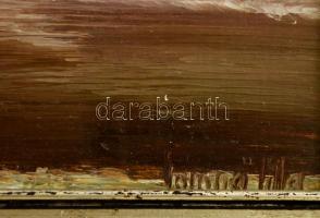 Losonci Lilla (1930-): A téli Kis-Duna. Olaj, farost, fa keretben, jelzett, 16,5×28 cm