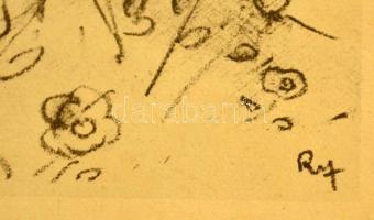 Ruzicskay György (1896-1993): Fiatalság, algráfia, papír, jelzett az algráfián, 24,5×18,5 cm