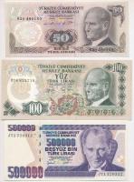 Törökország 1976. 50L + 100L + 1993. 500.000L T:I Turkey 1976. 50 Lira + 100 Lira + 1993. 500.000 Lira C:UNC