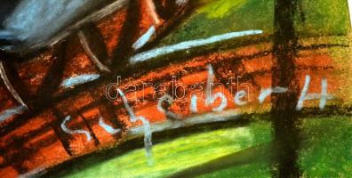 Scheiber jelzéssel: Lokomotív, pasztell, papír, 30×42 cm