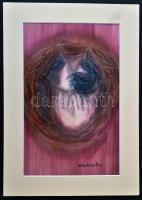 Macskássy Izolda (1945-): Varázslat. Vegyes technika, selyem kartonon, jelzett, paszpartuban, 30,5x1...