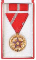1954. Szocialista Munkáért Érdemérem zománcozott fém kitüntetés mellszalagon, szalagsávval, dísztokban T:1-,2