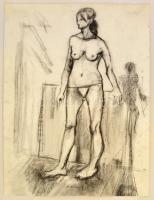 Mattioni jelzéssel: Női félakt. Szén, papír, felcsavarva, 70×52 cm