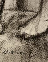 Mattioni jelzéssel: Női félakt. Szén, papír, felcsavarva, 70×52 cm