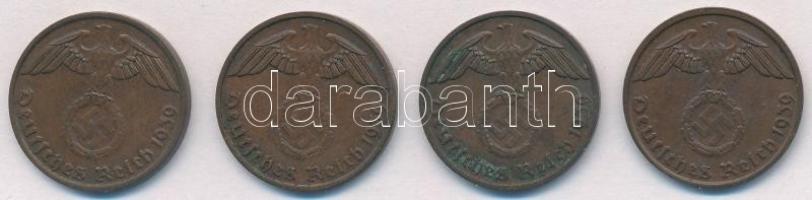 Német Harmadik Birodalom 1939B 2pf (4x) T:2
German Third Reich 1939B 2 Pfennig (4x) C:XF
