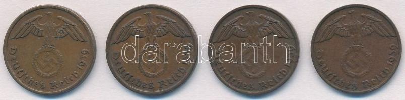 Német Harmadik Birodalom 1939A 2pf (4x) T:2
German Third Reich 1939A 2 Pfennig (4x) C:XF