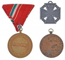 3db-os kis militária tétel, közte 1916. "Károly-csapatkereszt" cink kitüntetés, mellszalag...