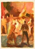 Szőnyi jelzéssel: Forradalom. Akvarell, papír, 43×31 cm