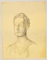 Benczúr jelzéssel: Női portré. Ceruza, papír, 39×30 cm
