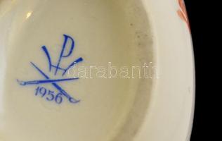 Herendi rózsa mintás tojás dobozka, kézzel festett, jelzett, hibátlan, h:7 cm, m:4,5 cm