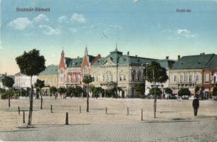Szatmárnémeti, Satu Mare - 3 db régi városképes lap: Deák tér, Pannonia szálloda, Vasútállomás / 3 pre-1945 town-view postcards: square, hotel, railway station