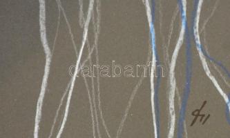 Olvashatatlan jelzéssel: Mindenki táncol. Ceruza-tus, papír, jelzett, üveg keretben, 50×40 cm