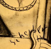 Scheiber jelzéssel: Hölgy fátyollal. Szén, papír, 43×30 cm