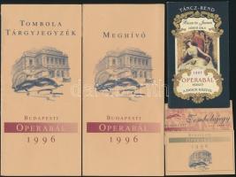 1996-1997 A Budapesti Operabál prospektusa, belépőjeggyel, tombolajeggyel, táncrenddel, a prospektus...