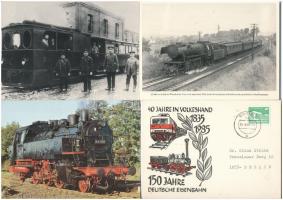 16 db MODERN motívumlap, külföldi gőzmozdonyok / 16 modern motive postcards; European locomotives