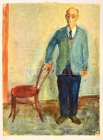 Ziffer jelzéssel: Öreg úr székkel. Akvarell, papír, 40×29 cm