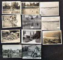 cca 1935 Debrecen, városi strandfürdő 4 db fotó, 5,5×8 cm (4×), cca 1940 4 db fotó a Feneketlen-tóról és környékéről, 5×8,5-6×8,5 cm cca 1940 Komárom légi fotó, 2 db fotó a Komáromi Erzsébet hídról, 6×8 cm (3×)
