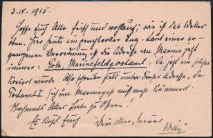 1915 Wilhelm Buchmeyer (?-?) fregattkapitány (SMS Saida) hajóposta-lapja felesége részére megküldve, német nyelven