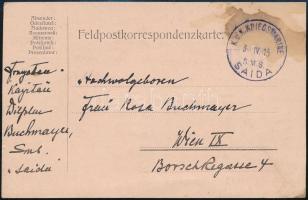 1915 Wilhelm Buchmeyer (?-?) fregattkapitány (SMS Saida) hajóposta-lapja felesége részére megküldve,...