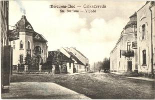 Csíkszereda, Miercurea Ciuc; Str. Bratianu / Vigadó, üzlet. Swoboda M. kiadása / street view, shop, concert hall