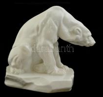 Herendi jegesmedve (Markup Béla), fehér mázas, jelzett, hibátlan, m:19, h:21 cm
